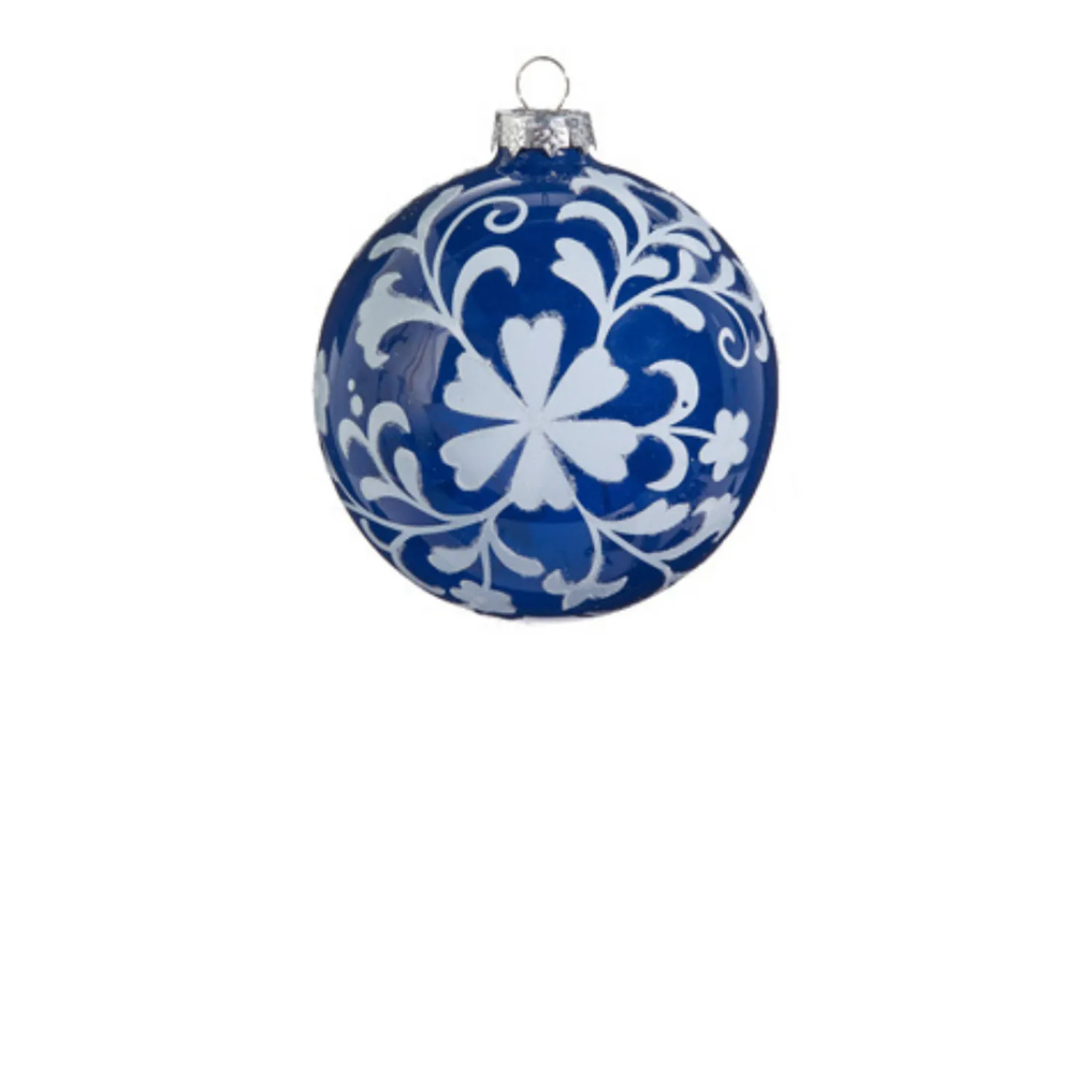 Online The Jolly Christmas Shop Raz 4" Blue And White Floral Delft Glass Christmas Ornament 4424554