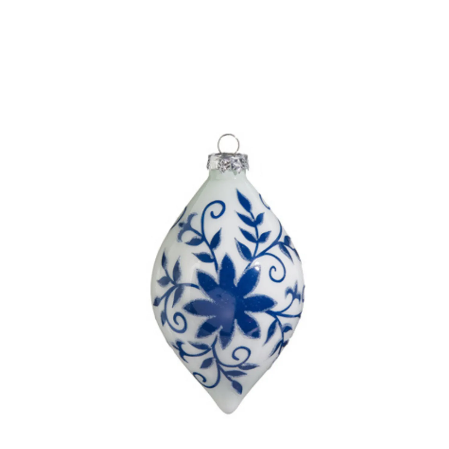 Online The Jolly Christmas Shop Raz 4" Blue And White Floral Delft Glass Christmas Ornament 4424554