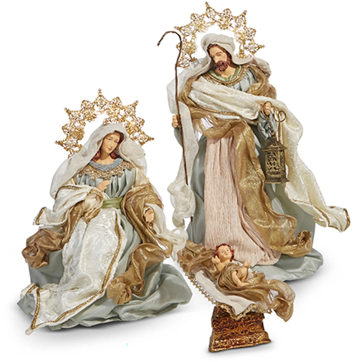 Clearance The Jolly Christmas Shop Raz 16.5" Blue Holy Family Christmas Nativity Decoration 4310660