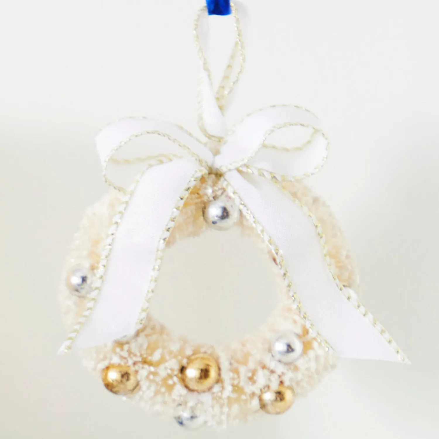 Discount The Jolly Christmas Shop Raz 5.5" Bottle Brush Ivory And Gold Wreath Christmas Ornament 4319150