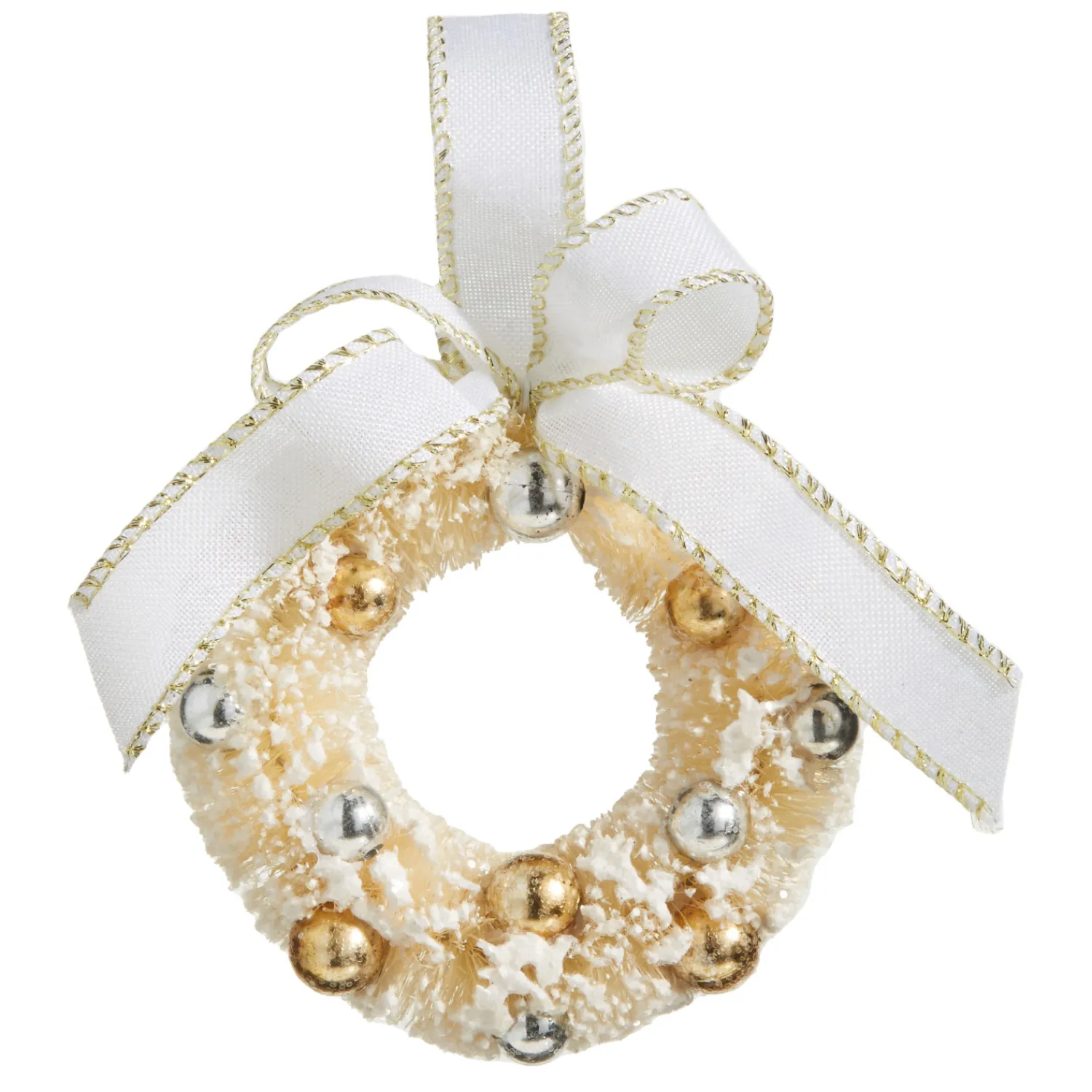 Discount The Jolly Christmas Shop Raz 5.5" Bottle Brush Ivory And Gold Wreath Christmas Ornament 4319150