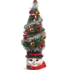 Clearance The Jolly Christmas Shop Raz 14" Bottle Brush Tree In Snowman Mug Christmas Decoration 4419120