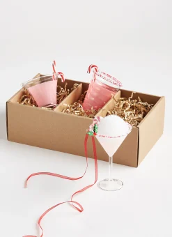 The Jolly Christmas Shop Raz 5.25" Box Of 3 Peppermint Cocktail Glass Christmas Ornaments 4320914