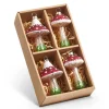 Hot The Jolly Christmas Shop Raz 3.5" Box Of 4 Red Mushroom Glass Christmas Ornament Set 4424518