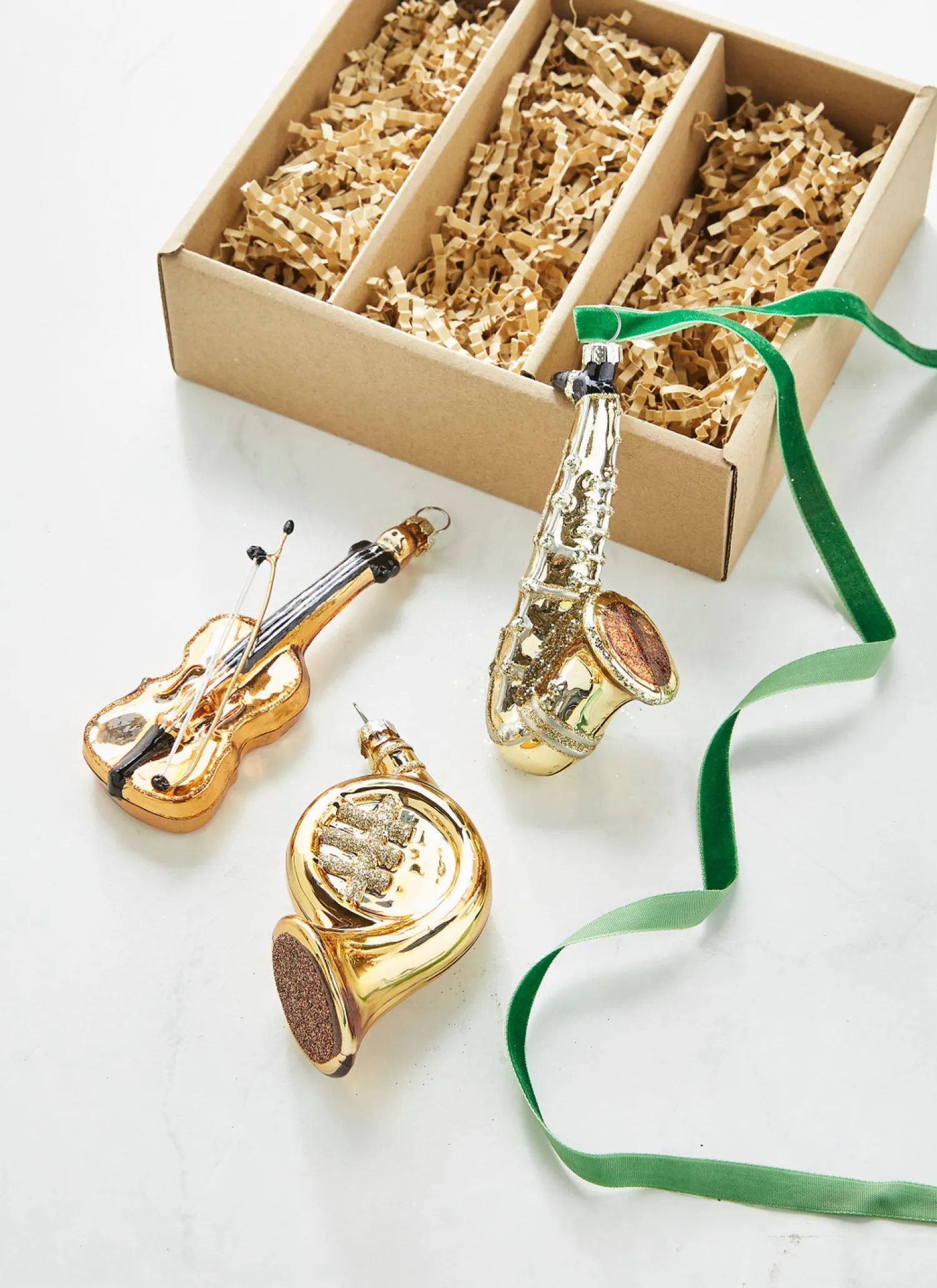 Discount The Jolly Christmas Shop Raz 4.5" Box Of Musical Instruments Glass Christmas Ornaments 4320907