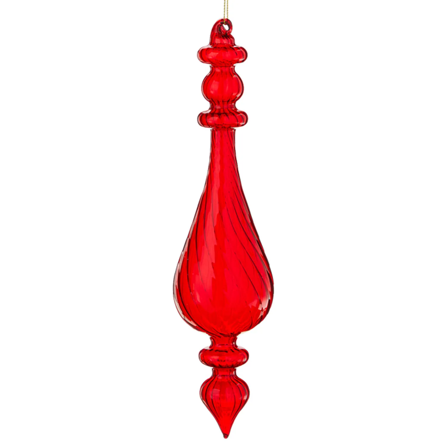 Clearance The Jolly Christmas Shop Raz 11.25" Bright Red Finial Glass Christmas Ornament 4122878