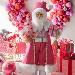Sale The Jolly Christmas Shop Raz 18" Bubble Gum Diva Pink Santa Christmas Figure 4415589