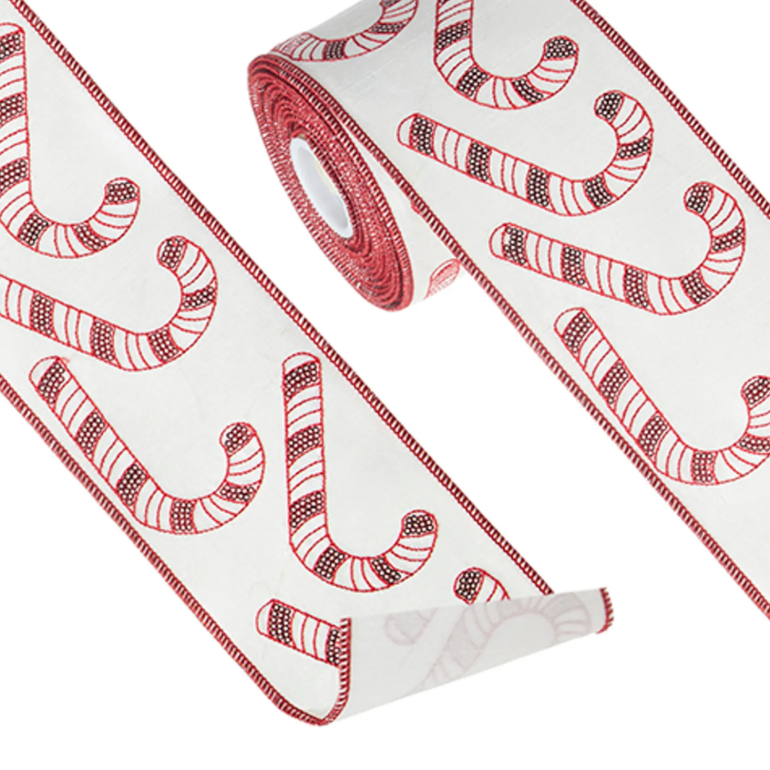 The Jolly Christmas Shop Raz 4" Candy Cane Sequined Wired Christmas Ribbon R4227728