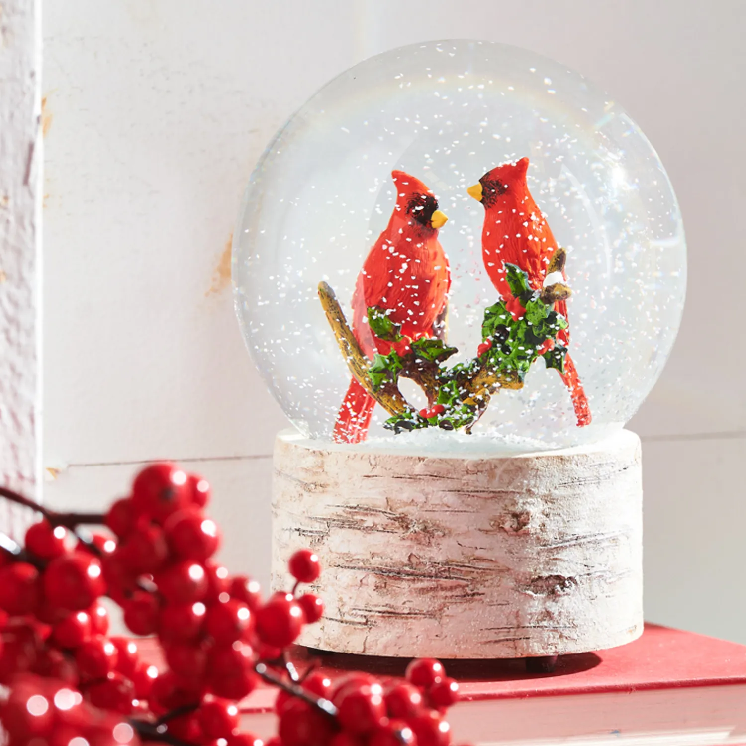 Outlet The Jolly Christmas Shop Raz 6.5" Cardinal Musical Christmas Snow Globe 3940512