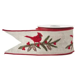 Hot The Jolly Christmas Shop Raz 4" Cardinal Wired Embroidered Christmas Ribbon R4171874