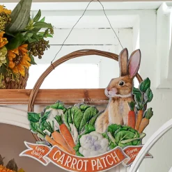 Online The Jolly Christmas Shop Raz 14.25" Carrot Patch Bunny Wreath With Metal Easter Sign 4411202
