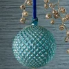 Outlet The Jolly Christmas Shop Raz 6" Cerulean Blue Quilted Ball Glass Christmas Ornament 4322938
