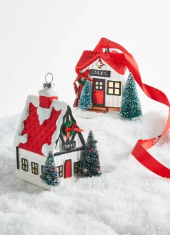 The Jolly Christmas Shop Raz 4" Chalet Cabin Glass Christmas Ornament 4320942