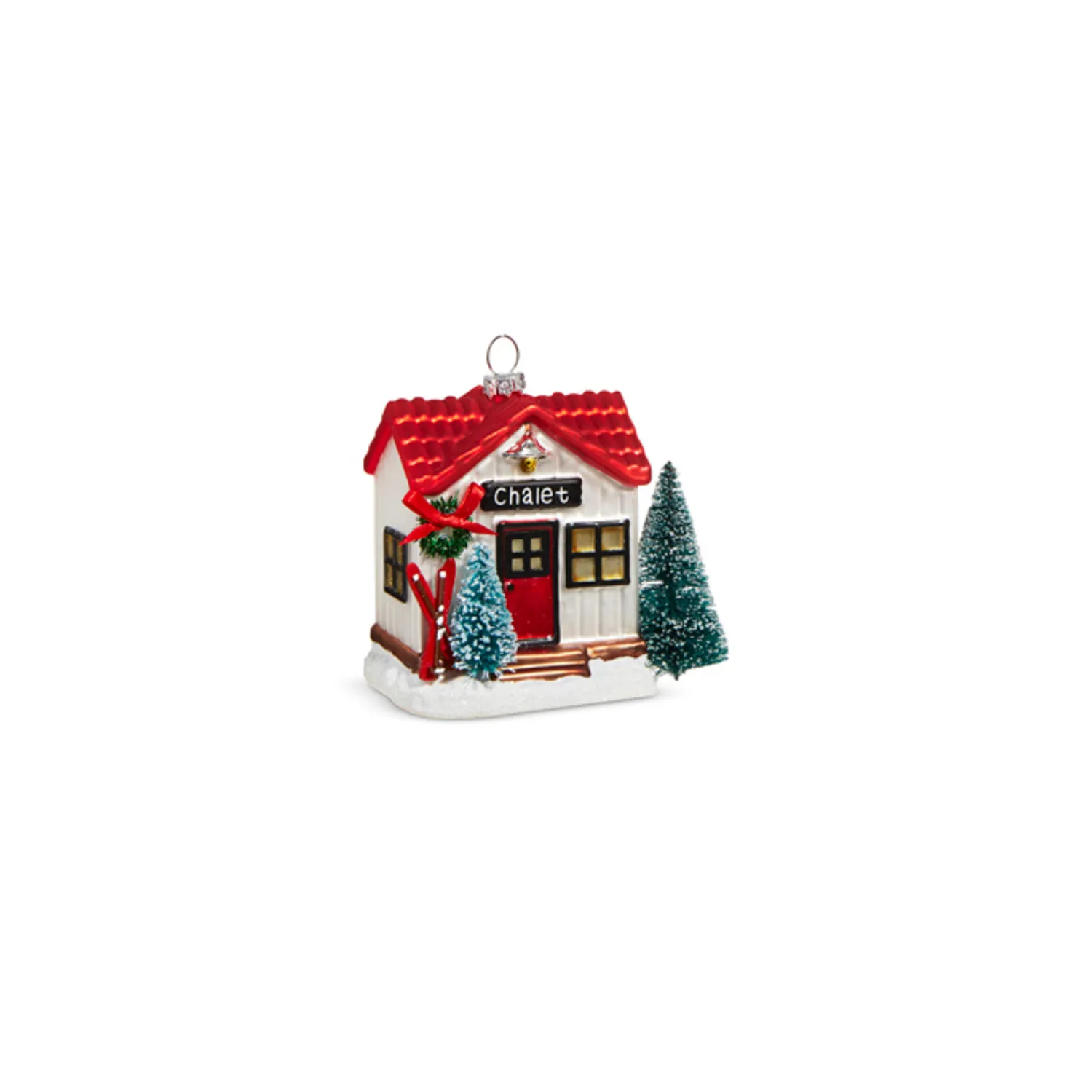 The Jolly Christmas Shop Raz 4" Chalet Cabin Glass Christmas Ornament 4320942