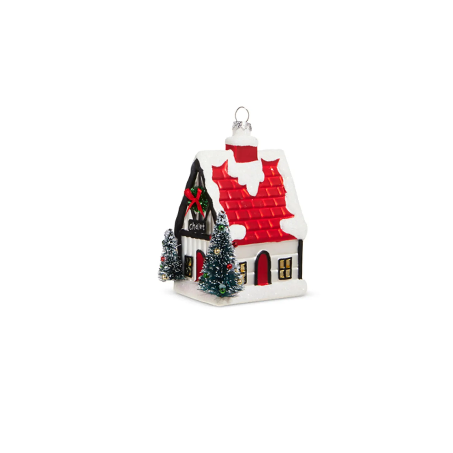 The Jolly Christmas Shop Raz 4" Chalet Cabin Glass Christmas Ornament 4320942