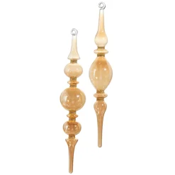 Clearance The Jolly Christmas Shop Raz 12" Champagne Finial Glass Christmas Ornament Set Of 2 4424579