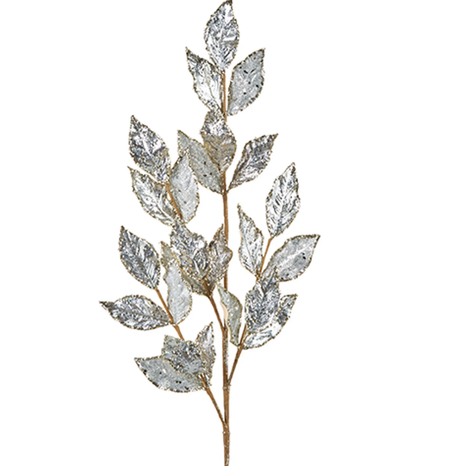 Best The Jolly Christmas Shop Raz 29" Champagne Or Silver Glittered Leaf Christmas Tree Spray