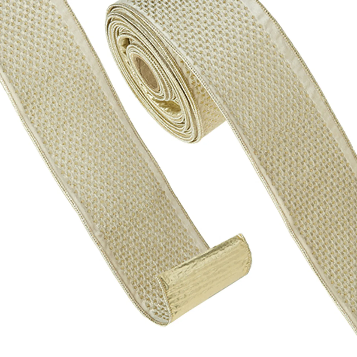 Best The Jolly Christmas Shop Raz 4" Champagne Pattern Wired Christmas Ribbon R4371829
