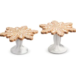 Hot The Jolly Christmas Shop Raz 8" Christmas Gingerbread Cookie Pedestal Risers Set Of 2 4411319