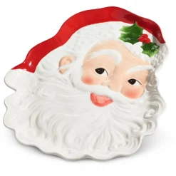 The Jolly Christmas Shop Raz 14.5" Classic Santa Face Christmas Serving Tray 4457657