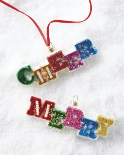 Best The Jolly Christmas Shop Raz 5.5" Colorful Cheer Or Merry Glass Christmas Ornament 4152856