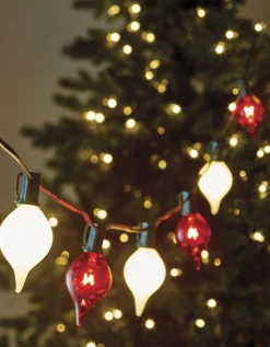 Online The Jolly Christmas Shop Raz 14' Connectable Shiny Kismet String Lights With Red And White Lights On A Green Wire L4237025