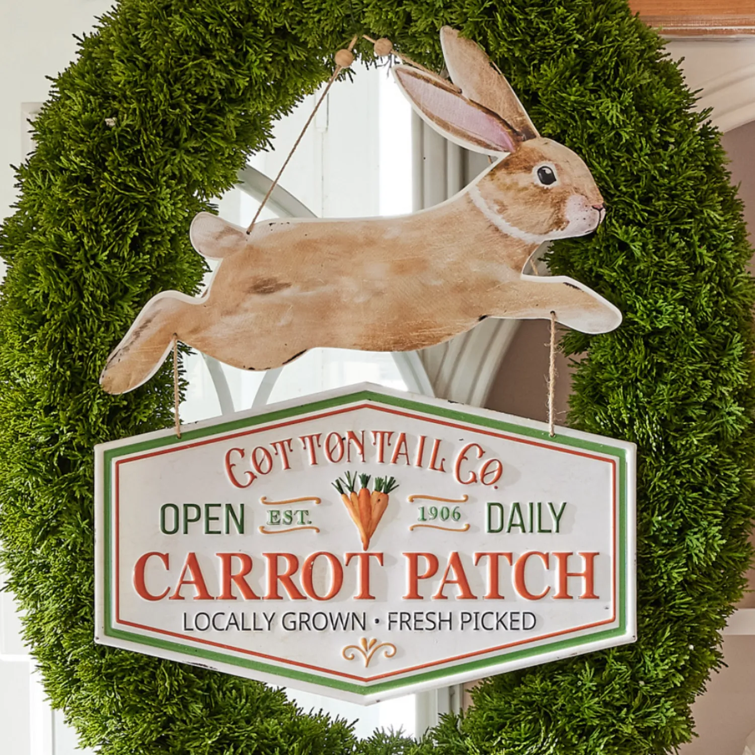 Outlet The Jolly Christmas Shop Raz 19" Cottontail Co. Hanging Easter Sign 4411201