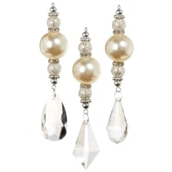 Online The Jolly Christmas Shop Raz 5.75" Crystal Pearl Drop Christmas Ornament Set Of 3 4312512