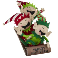 Clearance The Jolly Christmas Shop Raz 16" Elf Varsity Sled Team Christmas Figure 4116347