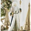 Best The Jolly Christmas Shop Raz 22.25" Emerald Green Santa With Staff Christmas Decoration 4210227