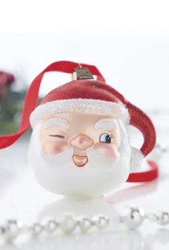 Clearance The Jolly Christmas Shop Raz 4" Eric Cortina Winking Santa Glass Christmas Ornament 4053132