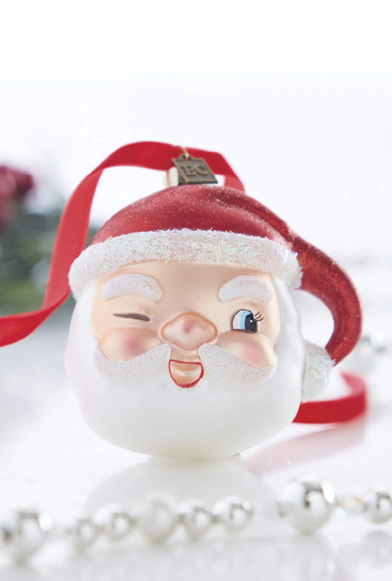 Clearance The Jolly Christmas Shop Raz 4" Eric Cortina Winking Santa Glass Christmas Ornament 4053132