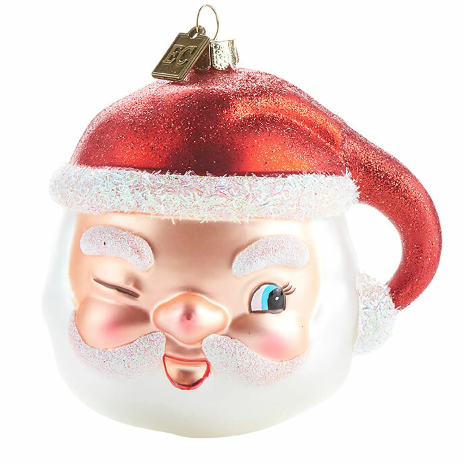 Clearance The Jolly Christmas Shop Raz 4" Eric Cortina Winking Santa Glass Christmas Ornament 4053132