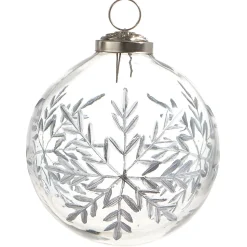 The Jolly Christmas Shop Raz 4" Etched Snowflake Glass Ball Christmas Ornament 4338515