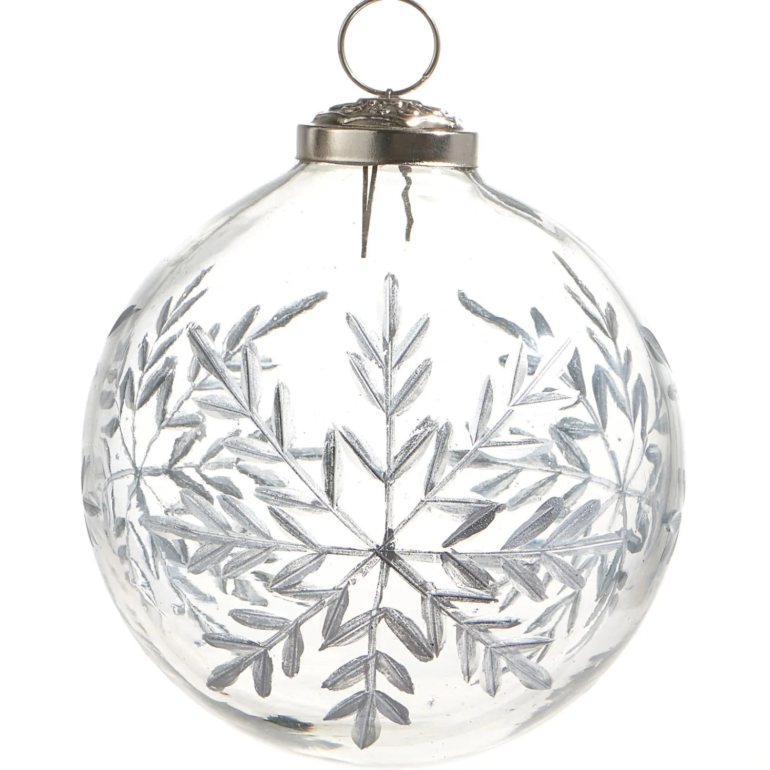 The Jolly Christmas Shop Raz 4" Etched Snowflake Glass Ball Christmas Ornament 4338515