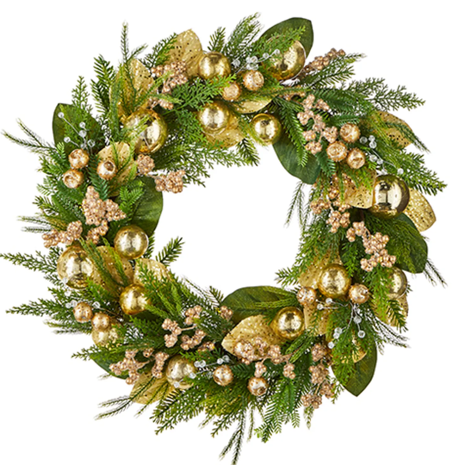 Online The Jolly Christmas Shop Raz 28" Evergreen And Gold Christmas Wreath W4202352