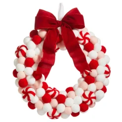 Outlet The Jolly Christmas Shop Raz 13" Felt Peppermint Pink Christmas Wreath W4316416