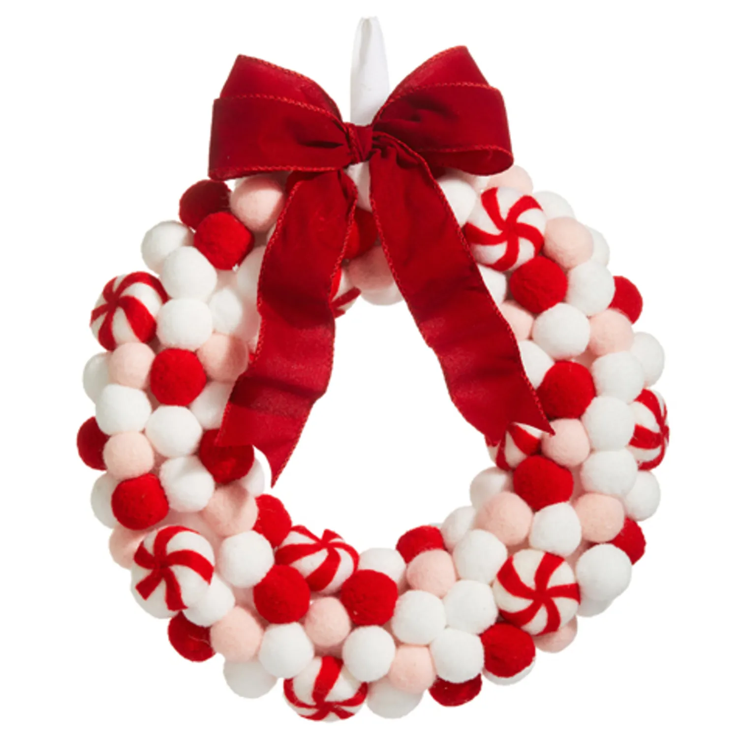 Outlet The Jolly Christmas Shop Raz 13" Felt Peppermint Pink Christmas Wreath W4316416