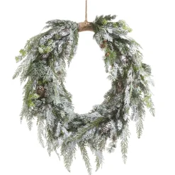 The Jolly Christmas Shop Raz 36" Flocked Oval Cedar And Pinecone Christmas Wreath W4309881