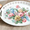 Sale The Jolly Christmas Shop Raz 20.5" Floral Print Oval Tray Spring Decoration 4257267
