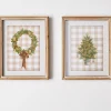 Discount The Jolly Christmas Shop Raz 12" Gingerbread Gingham Greenery Framed Print Set Of 2 Christmas Decoration 4444547