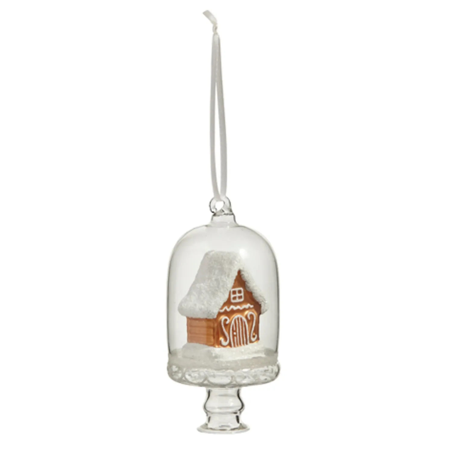 New The Jolly Christmas Shop Raz 4.5" Gingerbread House In Cloche Glass Christmas Ornament 4452868