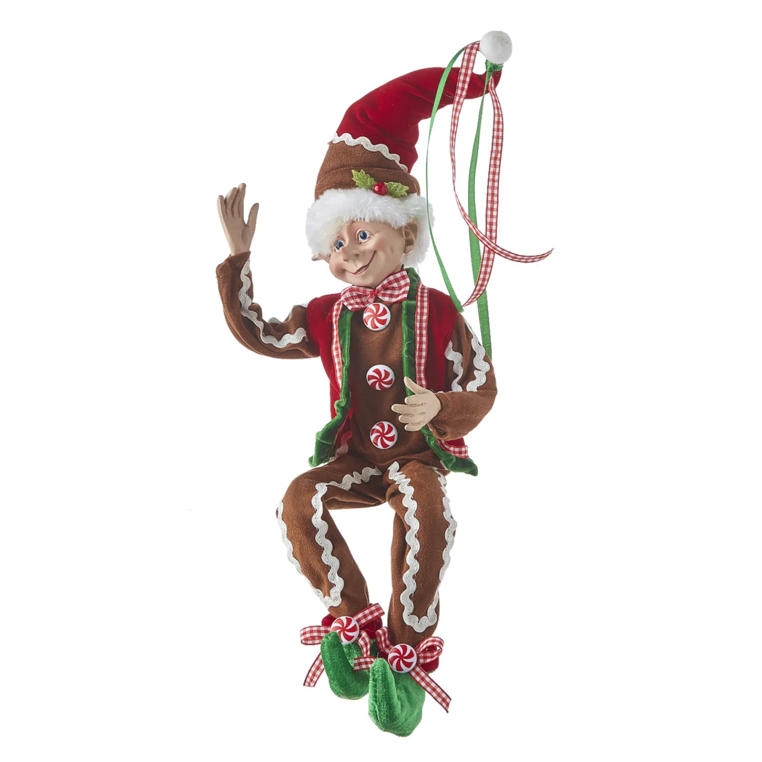 Clearance The Jolly Christmas Shop Raz 16" Gingerbread Posable Elf Christmas Figure 4102262