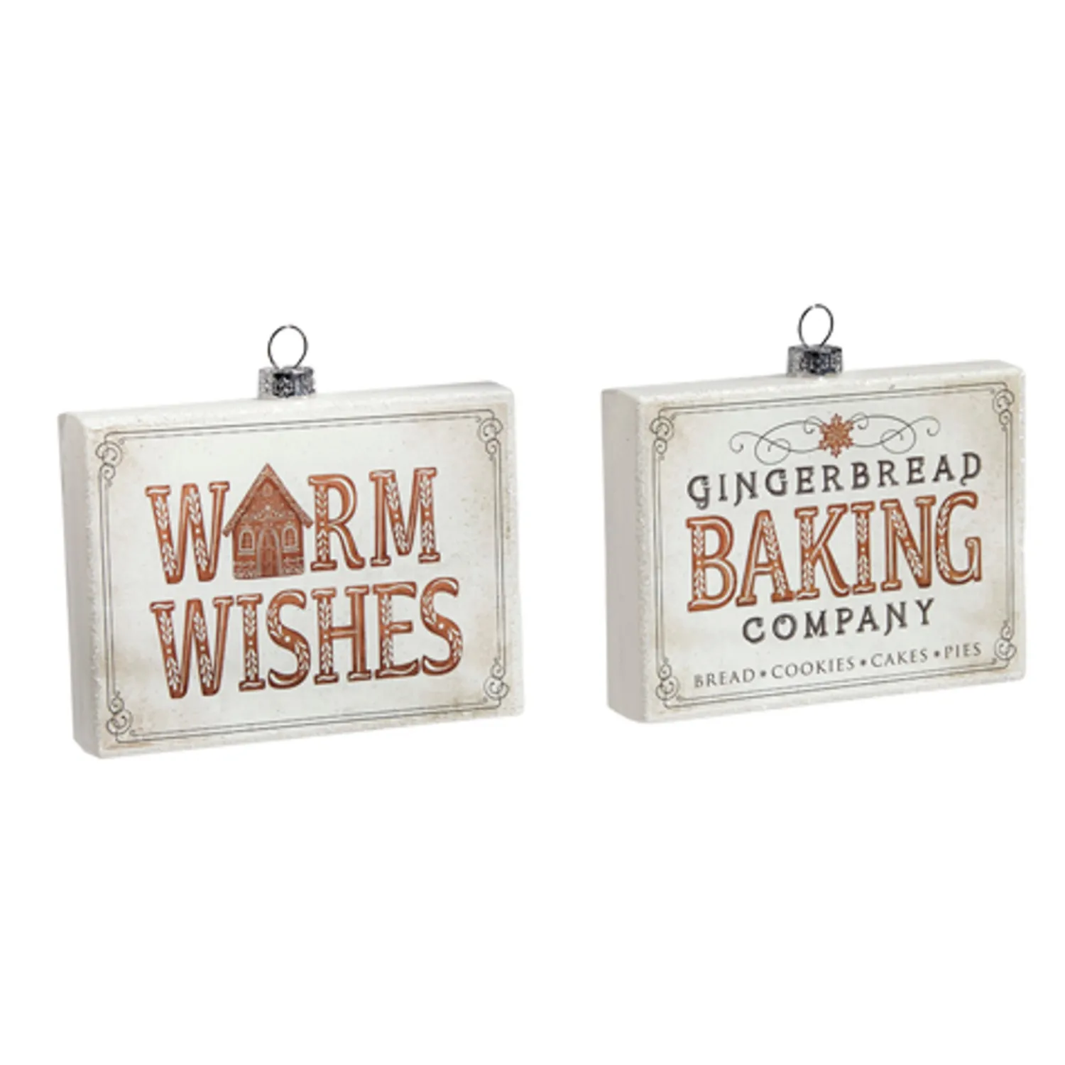 Outlet The Jolly Christmas Shop Raz 4.75" Gingerbread Sign Glass Christmas Ornament 4424537