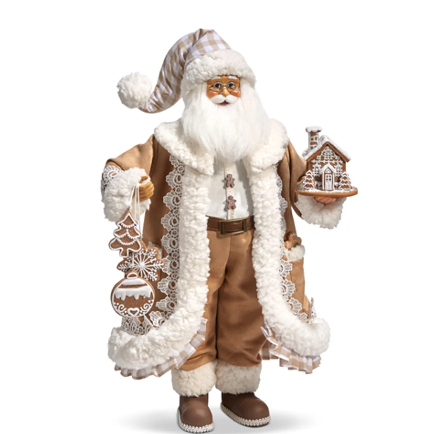 Online The Jolly Christmas Shop Raz 18" Gingham Gingerbread Christmas Santa Figure 4415585