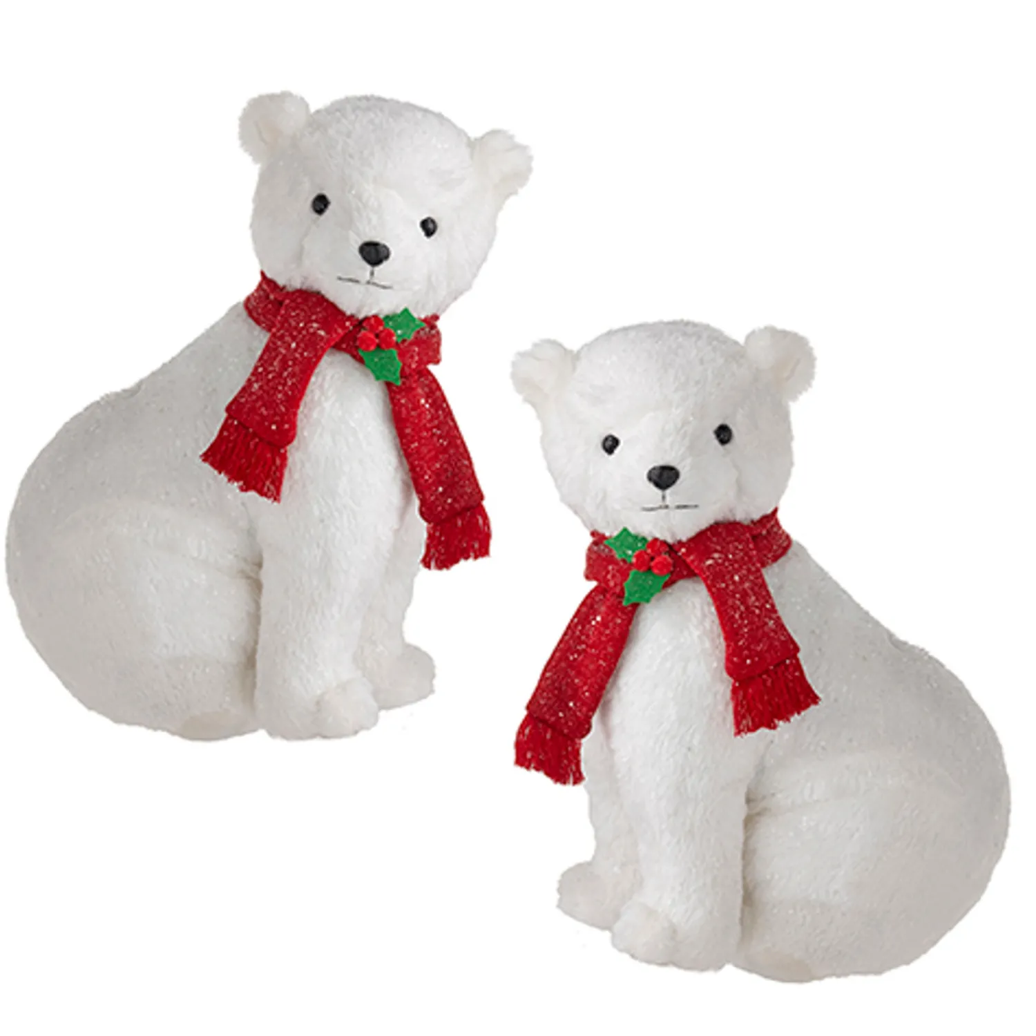 Best The Jolly Christmas Shop Raz 14.75" Glittered Plush Polar Bear With Scarf Christmas Figure 4216246
