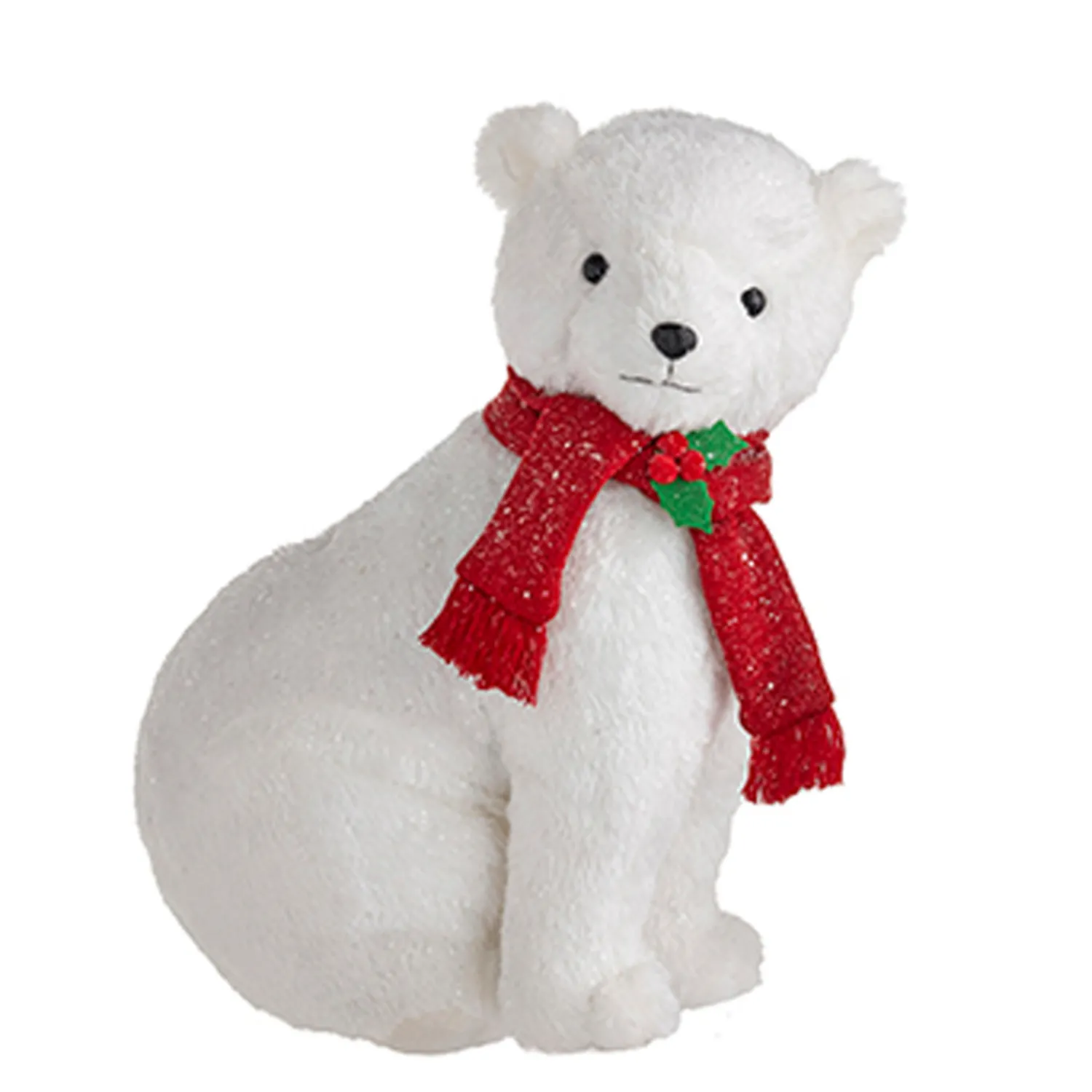 Best The Jolly Christmas Shop Raz 14.75" Glittered Plush Polar Bear With Scarf Christmas Figure 4216246