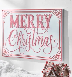 Hot The Jolly Christmas Shop Raz 28" Glittered Red And White Merry Christmas Metal Wall Sign 4457262