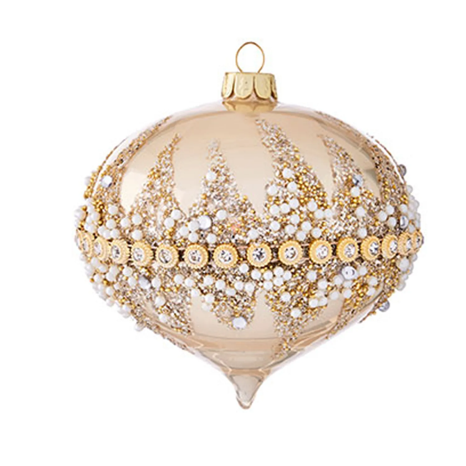 New The Jolly Christmas Shop Raz 6" Gold Beaded Glass Christmas Ornament 4022874