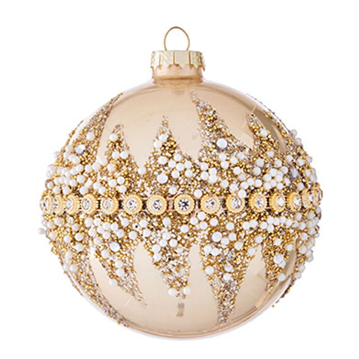 New The Jolly Christmas Shop Raz 6" Gold Beaded Glass Christmas Ornament 4022874